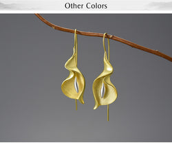 Collection of 18K Gold Long Hanging New Calla Lily Flower Dangle Earrings in a gallery layout