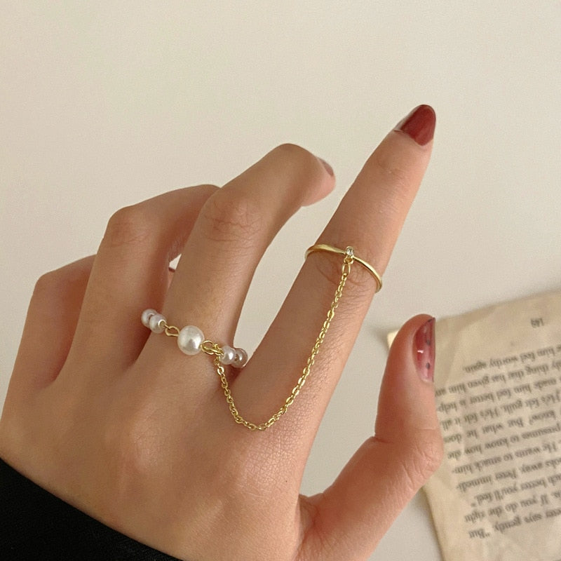 Collection of Gold Color Round Hollow Geometric Rings in a gallery layout