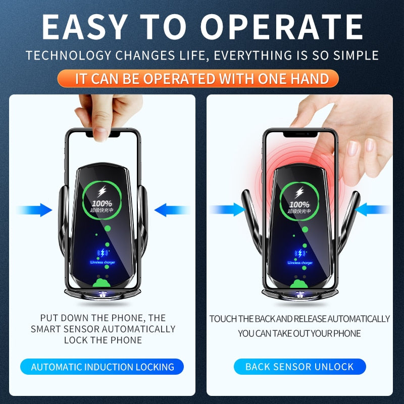 Collection of Automatic 15W Qi Car Wireless Charger in a gallery layout