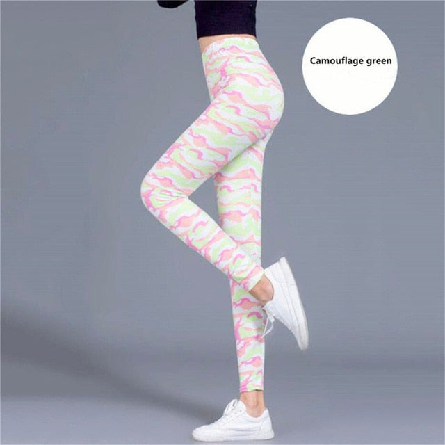 Collection of New Fashion Camouflage Printing Elasticity Leggings in a gallery layout