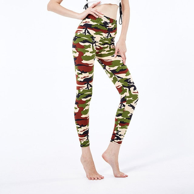 Collection of New Fashion Camouflage Printing Elasticity Leggings in a gallery layout
