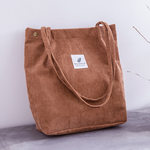 Collection of Women Corduroy Shopping Bag in a gallery layout